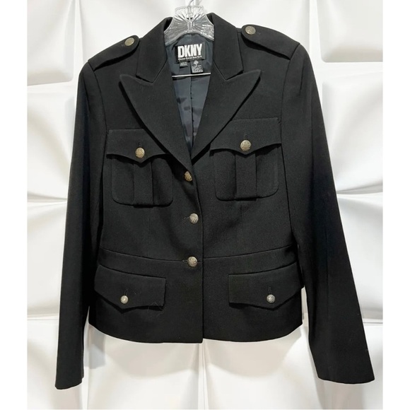 DKNY Donna Karan New York Womens Sz 6 Pure WOOL Military Blazer s Jacket - Picture 1 of 8